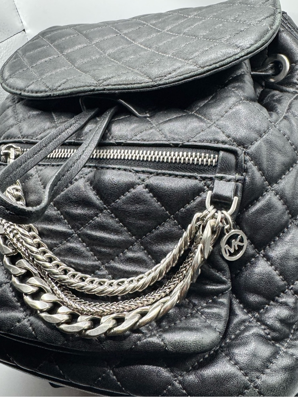 Michael Kors Cheyenne Quilted Drawstring Leather Backpack - Picture 9 of 14